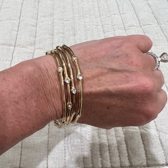 Gold Stack of 4 Bracelets - Picture 3 of 3